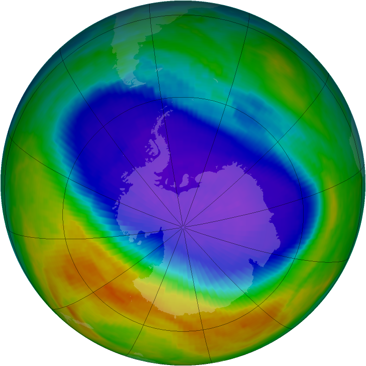 Antarctic ozone map for 03 October 1992